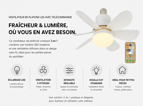 Ventilateur de Plafond LED - Votre combo fraicheur et design
